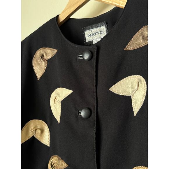 Vintage Metallic Leather Fortune Cookie Appliqué Jacket - Picture 5 of 6